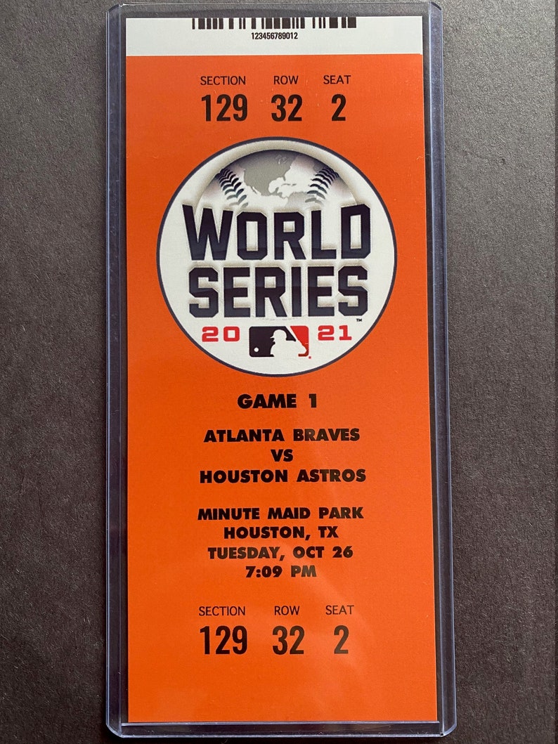 2021 MLB World Series 10/26 Ticket Stub Atlanta Braves Houston Astros