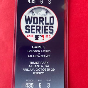 2021 MLB World Series 10/29 Ticket Stub Houston Astros @ Atlanta Braves GAME 3