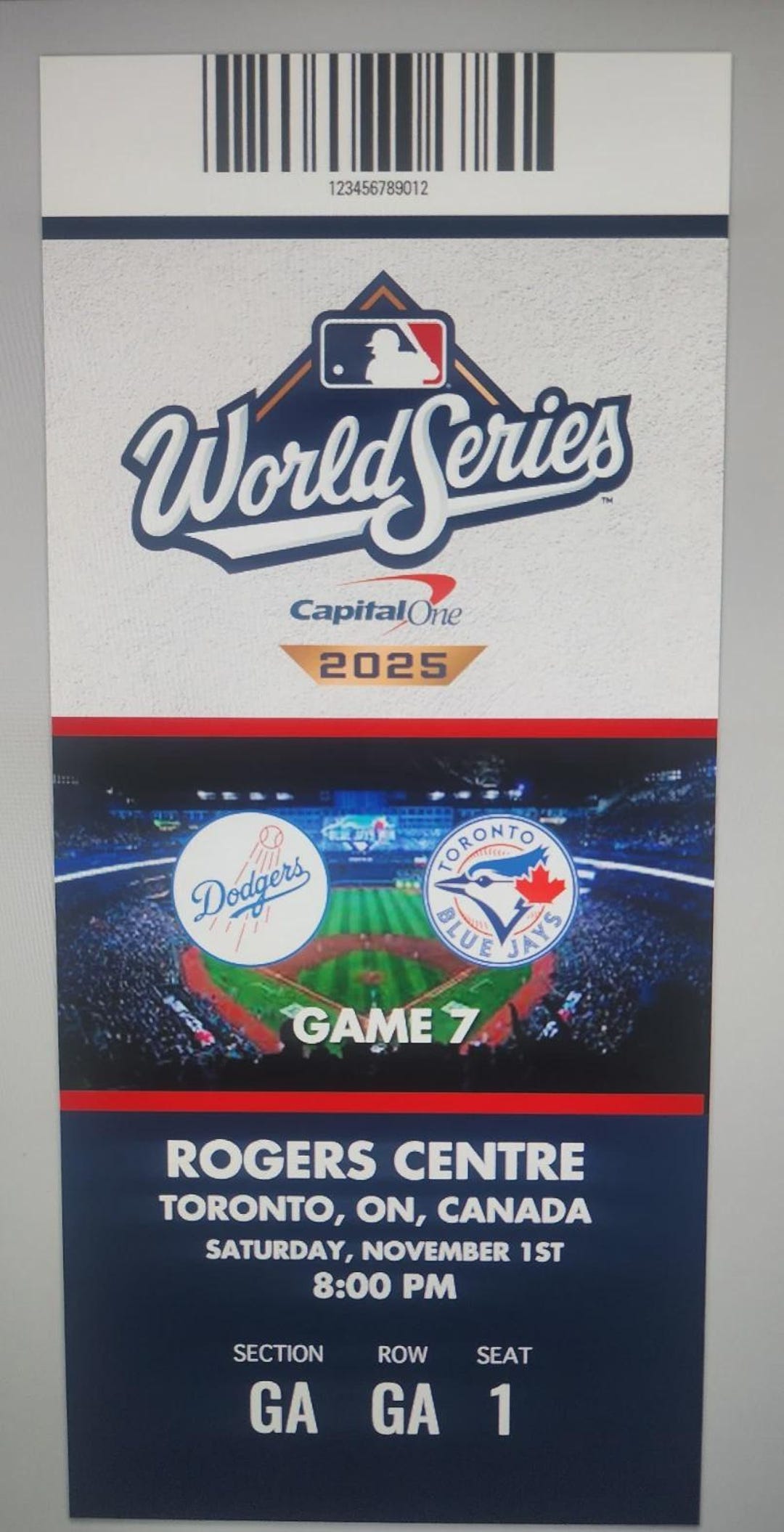 2025 MLB World Series Commemorative Replica Ticket Stub LA Dodgers ...