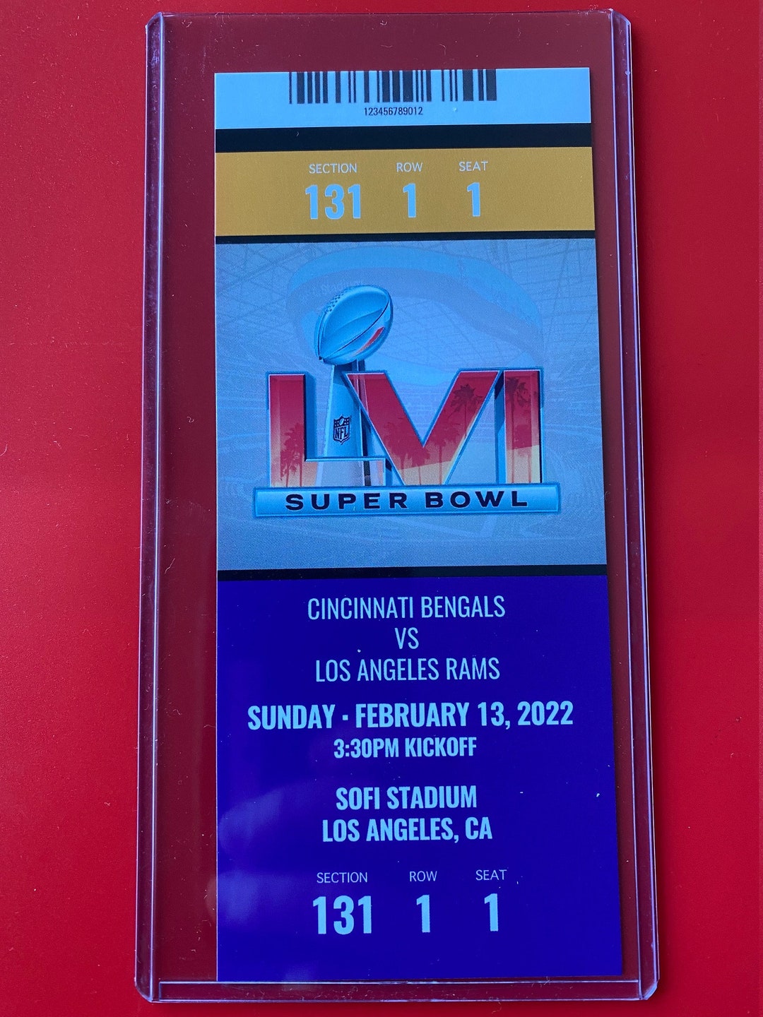Super Bowl LVI 56 Commemorative Ticket Stub With Holder Cincinnati