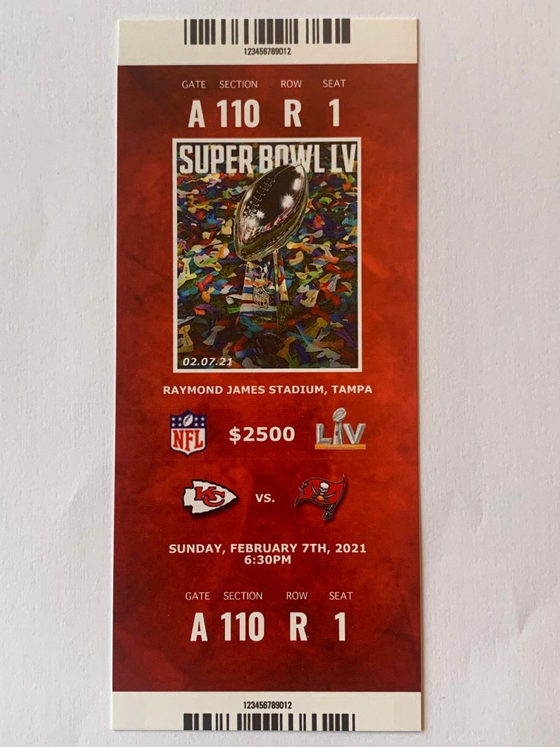 CUSTOM Super Bowl LV Commemorative Ticket Stub with holder Etsy