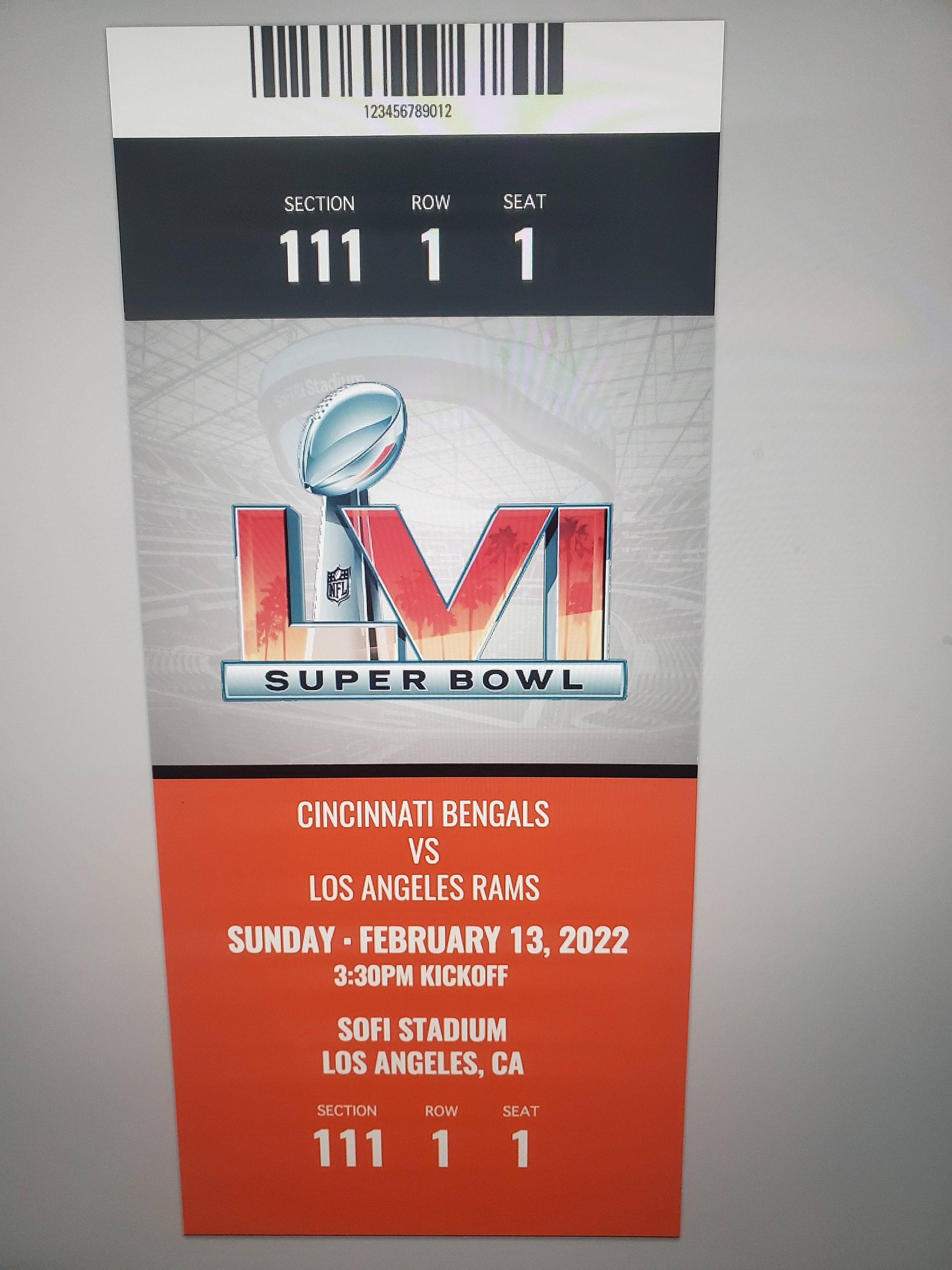 10 TICKETS Dealer Lot Super Bowl LVII 57 COMMEMORATIVE STUB Ticket REPLICA