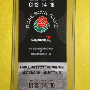 2021 College Football Semifinale Rose Bowl Gedenkticket Stub - NOTRE DAME vs ALABAMA