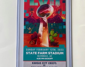 Super Bowl LVII Gedenk Ticket Stub mit Halter - KC Chiefs vs Philadelphia Eagles - Mahomes MVP!