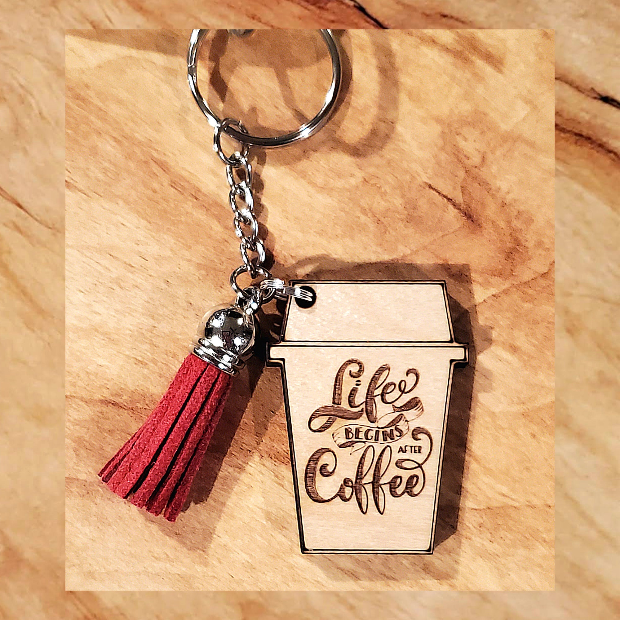 Coffee Themed Laser Etched Keychains Coffee Keychains Java Etsy