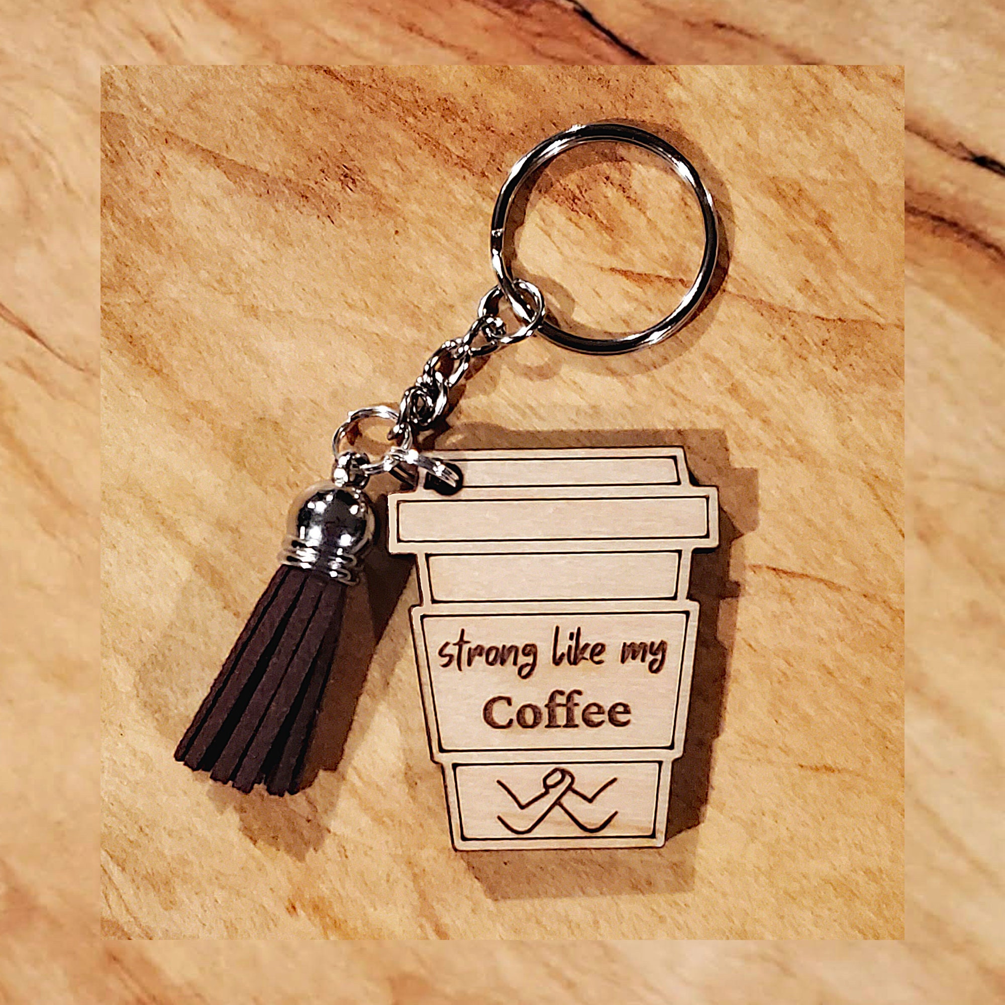 Coffee Themed Laser Etched Keychains Coffee Keychains Java Etsy