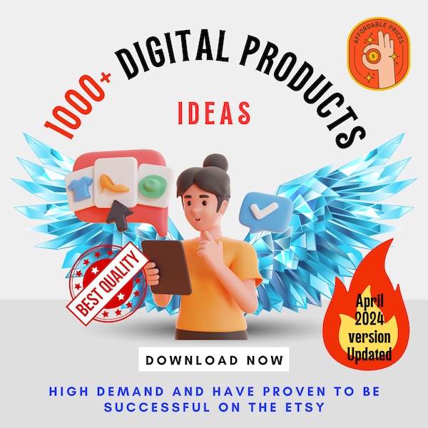 1000 Digital Products Ideas To Create And Sell Today For Passive Income, Etsy Digital Downloads Small Business Ideas and Bestsellers to Sell