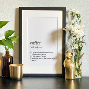 Coffee Definition Print, Printable Wall Art, Wall Art Prints, Quote Prints, Minimalist Print, Modern Art, Family Art, Art, Digital Download