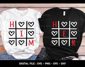 love him and love her xoxo couple shirt, lover gift, t-shirt, Cricut Files, svg, png, eps, dxf, Instant Download