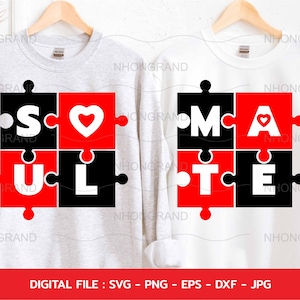 Soulmate Liebe Herz Puzzle Shirt Valentinstag, Paar Shirt Valentinstag, Geschenk Liebhaber, T-Shirt, Cricut Dateien, svg, png, eps, dxf, Instant Download