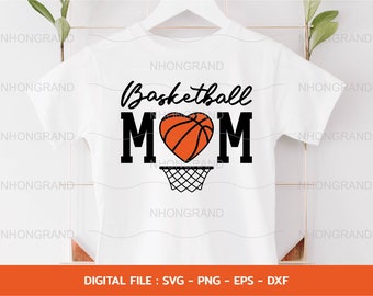 Basketball Mom Heart SVG, Lover Gift T-shirt Cricut Files (Instant Download)