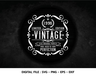 Vintage 1996 Birthday SVG Design: Aged to Perfection (Digital Download)