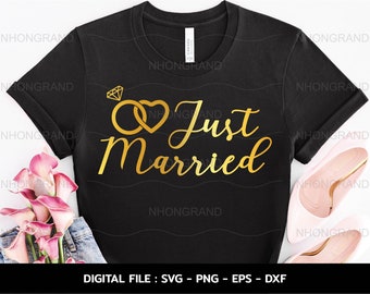 Just Married SVG: Wedding T-Shirt Design (Digital Download)