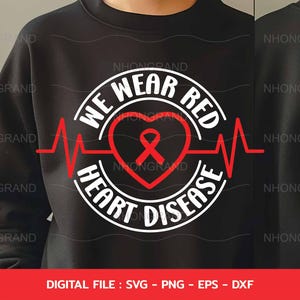 File Cricut per magliette con nastro rosso per la sensibilizzazione sulle malattie cardiache (download immediato)