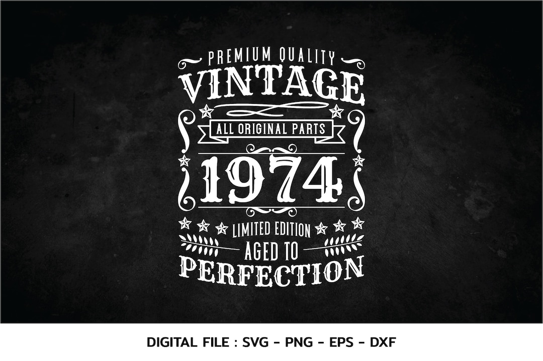 Vintage 1974 Birthday SVG: Aged to Perfection Design (digital