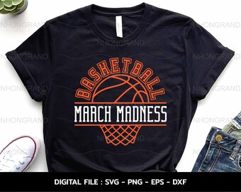 Basketball March Madness SVG: T-shirtontwerp, Cricut-bestanden (directe download)