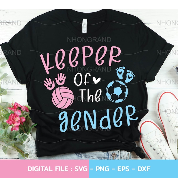 Funny Keeper Of The Gender Svg with soccer volleyball for gender reveal party t-shirt, Cricut Files, svg, png, eps, dxf, Instant Download