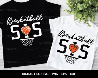 Basketbalzus SVG: hartontwerp, familie-T-shirt (digitale download)