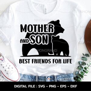 Magliette abbinate madre e figlio in formato SVG, Migliori amici per la vita con la mamma orsa, regalo per la mamma in formato SVG, file Cricut, SVG, PNG, EPS, DXF, download