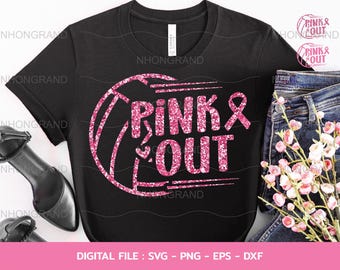 Breast Cancer Awareness SVG: Volleyball Pink Ribbon Design (Digital Download