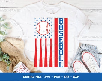 Patriotic Baseball svg with America flag USA, Independence Day 4th of July t-shirt, Cricut Files, svg, png, eps, dxf, Instant Download