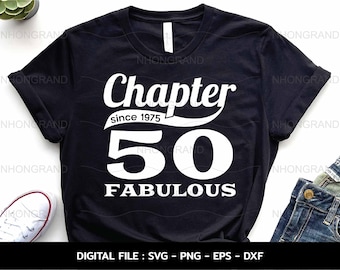 50th Birthday T-Shirt SVG, Vintage 1975, Cricut Files (Digital Download)