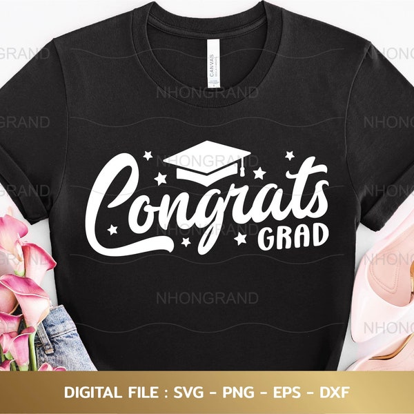 Congratulations Svg Congrats Grad with Graduation Cap lover gift t-shirt, Cricut Files, svg, png, eps, dxf, Instant Download Active