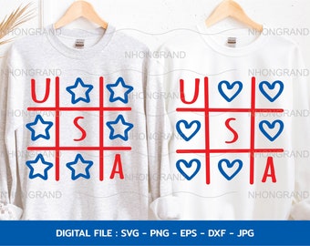 Patriotic Couple Shirts SVG: USA Star & Heart 4th of July (Digital Download)