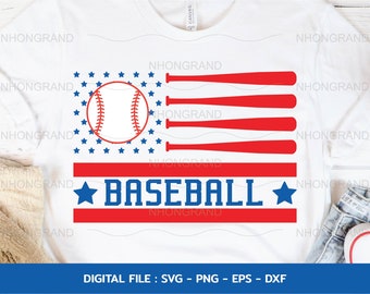 Patriotic Baseball svg with America flag, Independence Day 4th of July t-shirt, Cricut Files, svg, png, eps, dxf, Instant Download