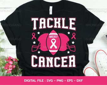 S'attaquer au cancer du sein SVG : ruban rose pour casque de football (téléchargement instantané)