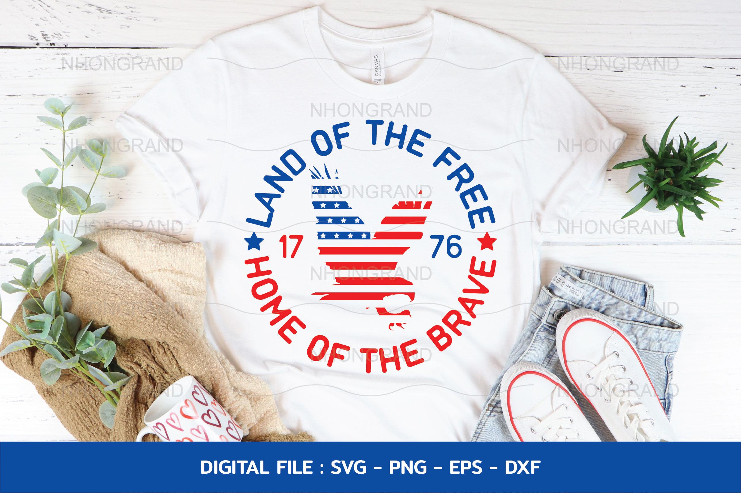 Land of The Free with Eagle America Flag, Star and Stripes for 4th of July Est1776 shirt, Cricut Files, svg, png, eps, dxf, Instant Download