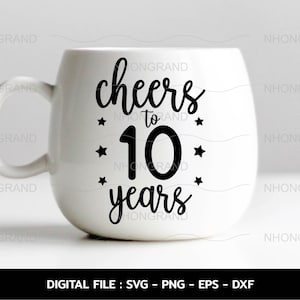 saluti alla celebrazione del 10° anniversario stella divertente, maglietta, file Cricut, svg, png, eps, dxf, download immediato
