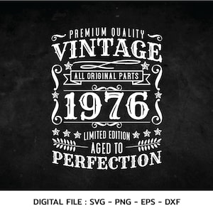 Vintage 1976 Geburtstag SVG: Aged to Perfection Design (Digitaler Download)