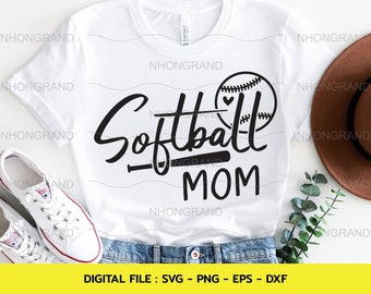 Softball Mom T-Shirt Design (svg, png, eps, dxf) Instant Download
