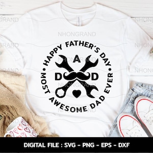 Dia dos pais com técnico e bigode Svg, camiseta, Cricut Files, svg, png, eps, dxf, Instant Download