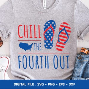 Chill the Fourth Out Mit Flip Flop Flagge Karte USA Sommer Thema Für 4