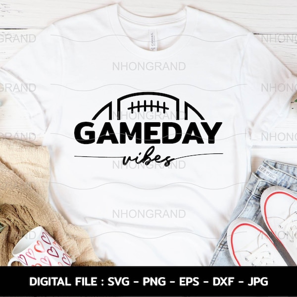 Gameday vibes American football Silhouette, gift for men, t-shirt, Cricut Files, svg, png, eps, dxf, Instant Download