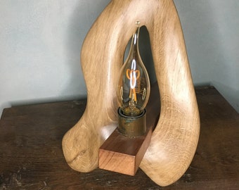 Lampe à poser en bois exotique et chêne