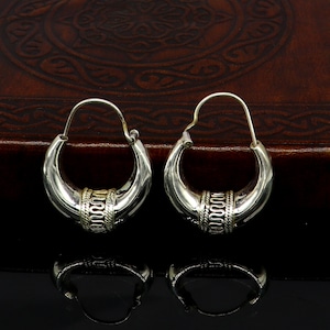 925 sterling silver customized vintage stylish designer hoops earring kundal tribal ethnic jewelry Rajasthan india, best gift to her LSE05