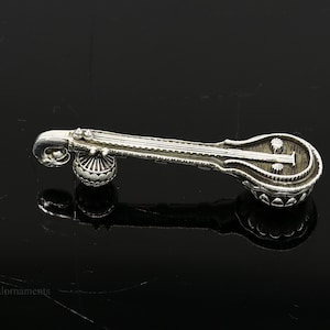 925 sterling silver Saraswati Veena, Silver musical instrument Veena for Goddess Sharda, best gift article for hindu temple art41