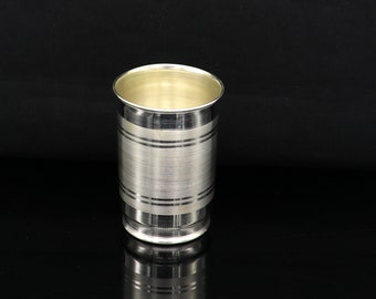 999 fine silver handmade water/milk glass tumbler/ cup gifting silver utensils baby set or silver vessel, silver temple puja article sv135