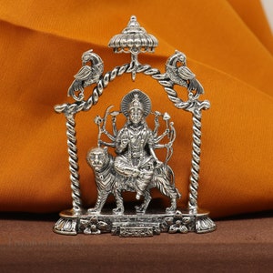 Goddess Bhawani,Durga/Amba Mataji, 925 Sterling silver Hindu Pooja Articles, Silver handcrafted design statue Divine sculpture art176