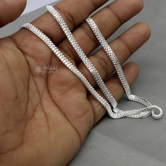 20インチ 4 mm 925 スターリングシルバー ハンドメイド 驚くほど繊細な 
