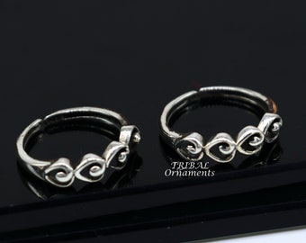 Estilo vintage hecho a mano fabuloso pequeño anillo de dedo de plata de ley 925 para mujeres de niña, la mejor colección de anillos de dedo joyería tribal YTR08