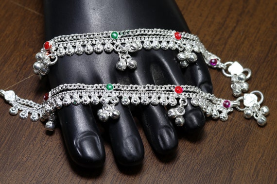 6" solid silver Vintage design double chain custo… - image 2