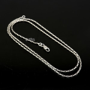 All size 1.5mm 925 sterling silver handmade solid fancy stylish silver chain necklace baht chain best gifting jewelry from India ch582