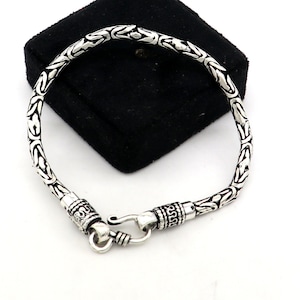 4mm solid 925 Sterling silver handmade byzantine chain flexible bracelet, unique men&#39;s gifting jewelry sbr709