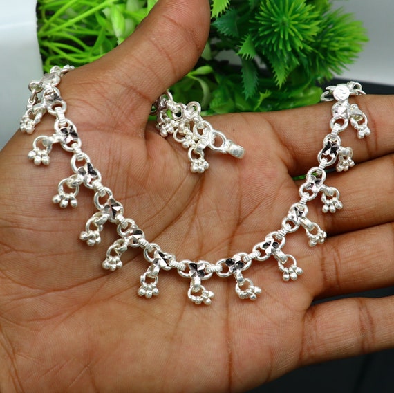 10" solid sterling silver handmade ankle bracelet… - image 10