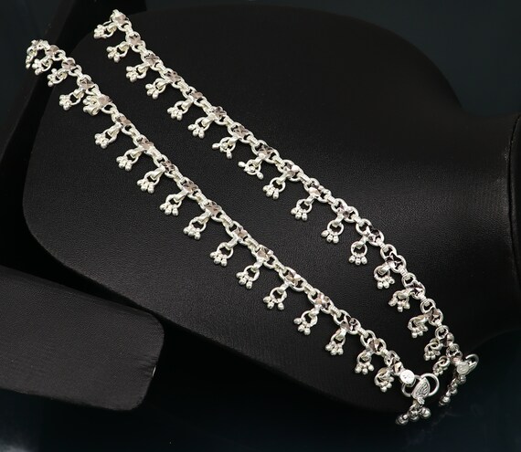 10" solid sterling silver handmade ankle bracelet… - image 6