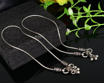Vintage antique design handmade 925 sterling silver snake chain ankle bracelet, excellent customized trendy anklets foot bracelet ank594